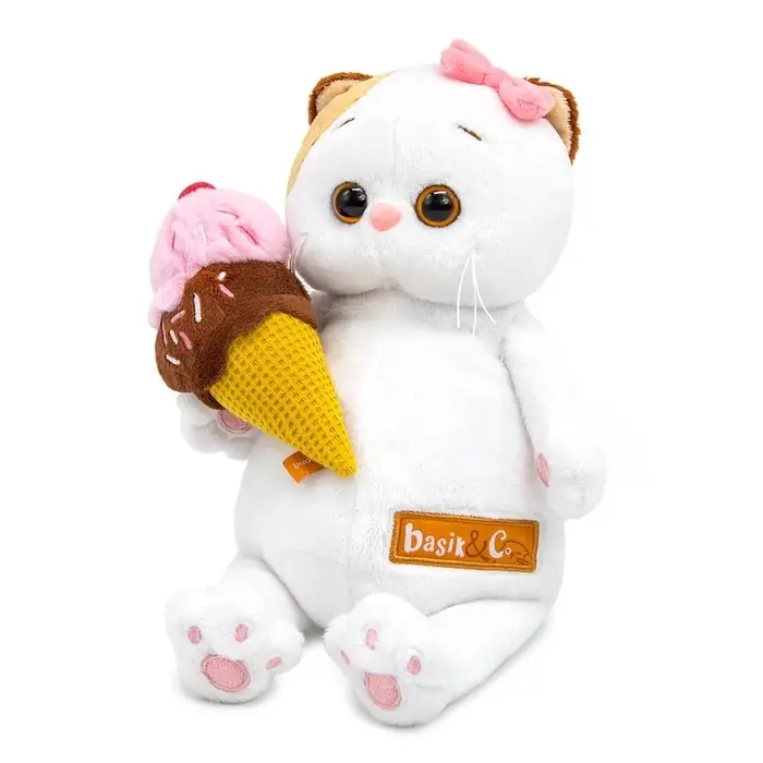 Мягкая игрушка "Кошечка Ли-Ли с мороженым, "Мультсериал", 18 см LKm18-005