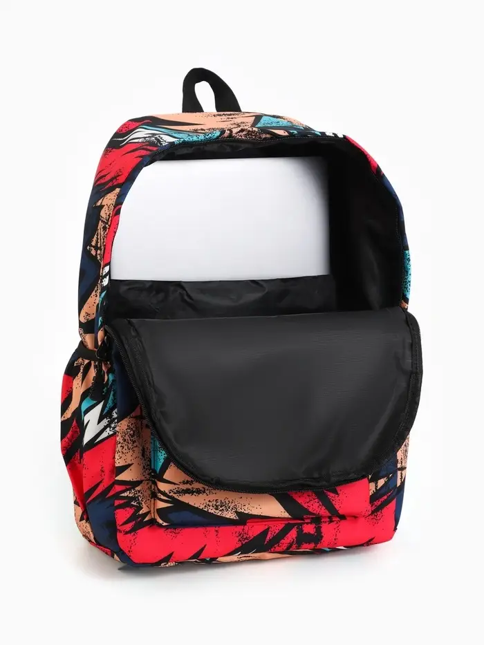 Рюкзак школьный &laquo;Абстракция&raquo; с карманами, 30&times;13&times;42 см, красный