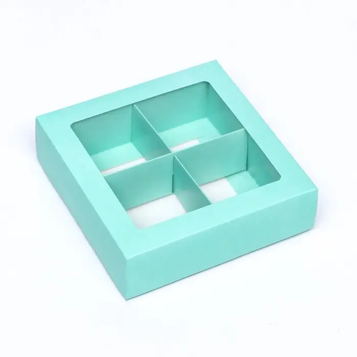 Коробка для 4 конфеты, мятный, 12.5&times;12.5&times;3.5 см