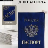 Обложка для паспорта, искусственная кожа, тиснение, синяя