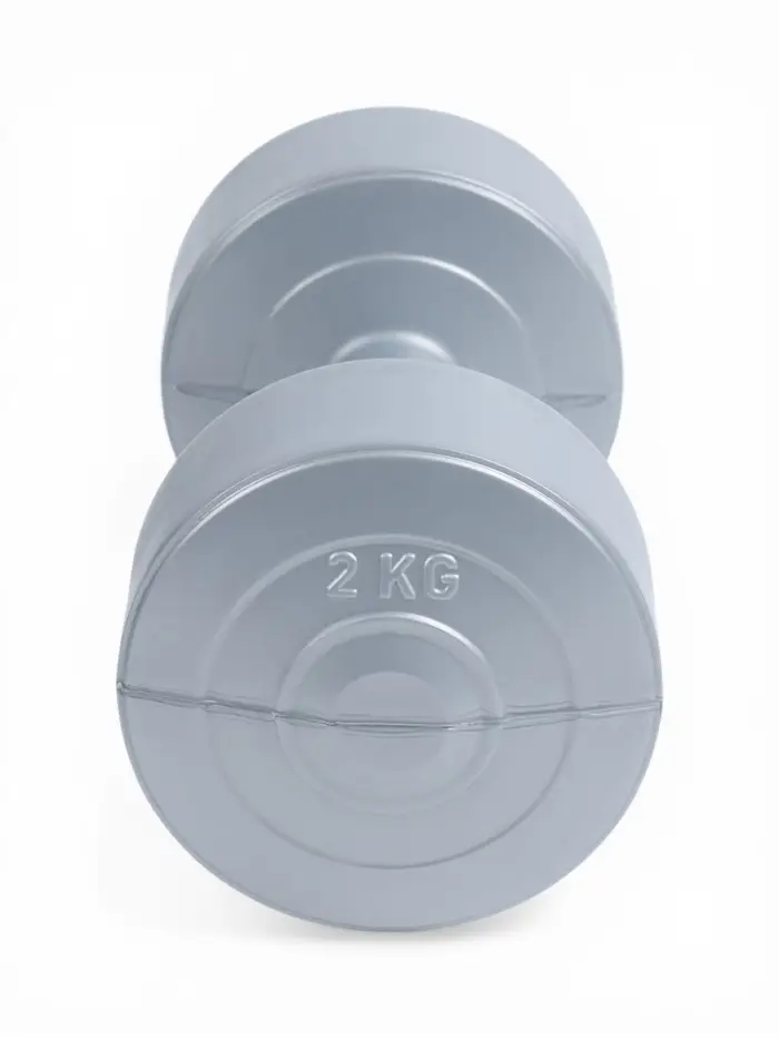 Гантели виниловые, 2 шт., 2 кг, серебристый металлик