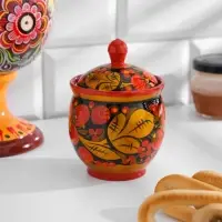 Банка для хранения сыпучих продуктов &laquo;Чайница&raquo;, 11&times;9 см, хохлома, дерево, МИКС