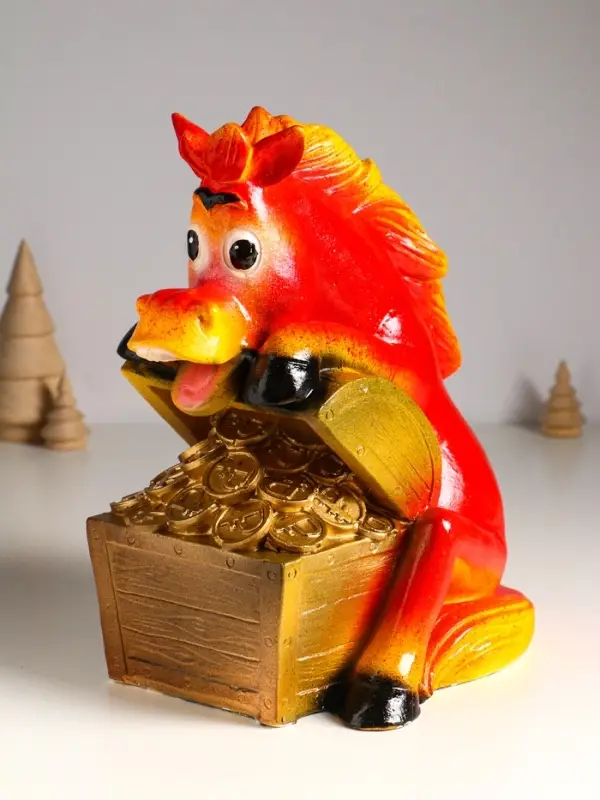 Копилка "Конь с сундуком" 27х18,5х23,5 см, цветной, гипс