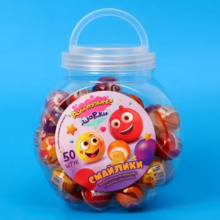 Жевательная резинка с кислой начинкой «Дуй пузырь! ШАРИКИ СМАЙЛИКИ», 10 г Жевательная резинка с кислой начинкой «Дуй пузырь! ШАРИКИ СМАЙЛИКИ», 10 г