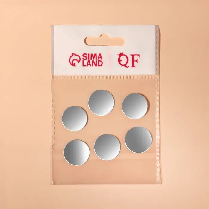 Зеркало настенное, круглое, акриловое, на клеевой основе, 6 шт., d=2 см