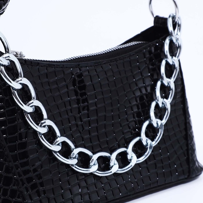 Сумка-багет на молнии, цвет чёрный Сумка-багет на молнии, цвет чёрный