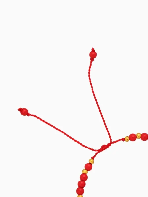 Браслет "Моана" камень пирит, длина 16 см, цв. красный