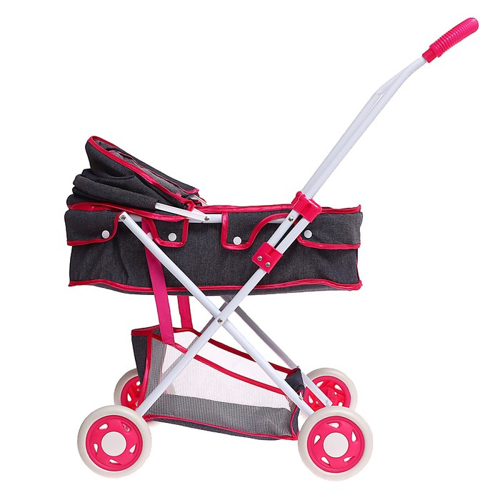 Коляска универсальная для кукол, с корзиной, металлический каркас, МИКС Коляска универсальная для кукол, с корзиной, металлический каркас, МИКС