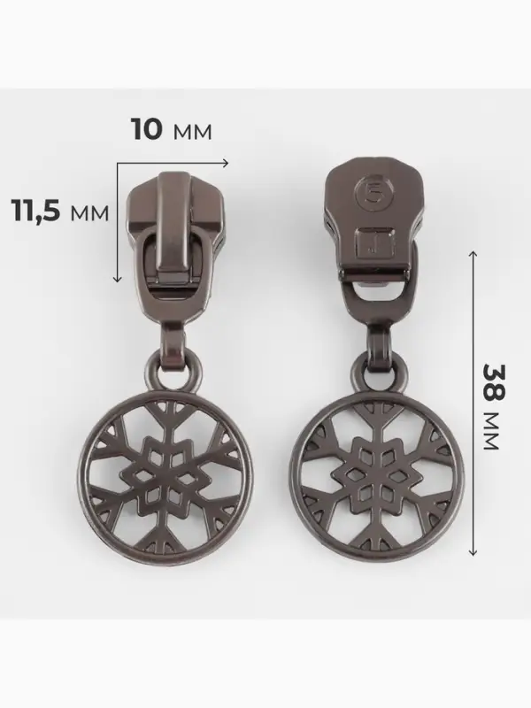Бегунок для металлической молнии, №5, &laquo;Снежинка&raquo;, 10 шт., цвет чёрный никель