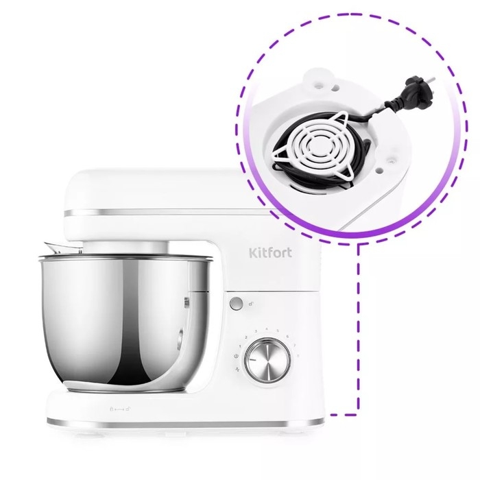 Миксер Kitfort КТ-3414, планетарный, 1300 Вт, 5 л, 8 скоростей, импульсный режим, белый Миксер Kitfort КТ-3414, планетарный, 1300 Вт, 5 л, 8 скоростей, импульсный режим, белый