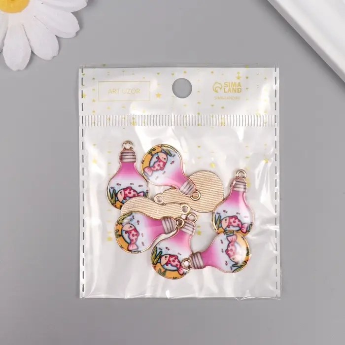 Декор для творчества металл, эмаль Декор для творчества металл, эмаль "Рыба в лампочке" 2,8х1,6 см