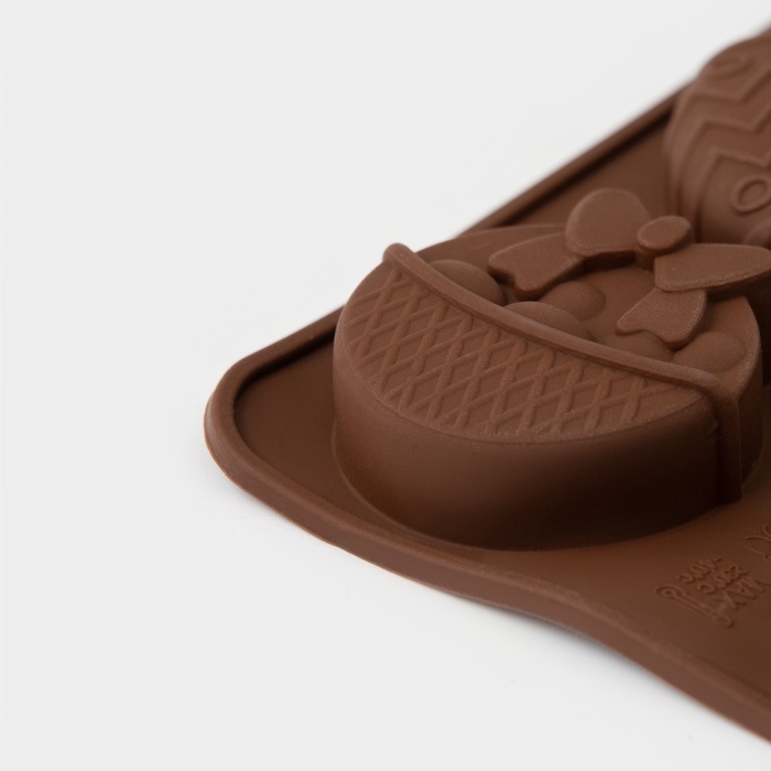 Форма для шоколада Доляна «Пасха», силикон, 20,7×10,6×3 см, 8 ячеек, коричневая