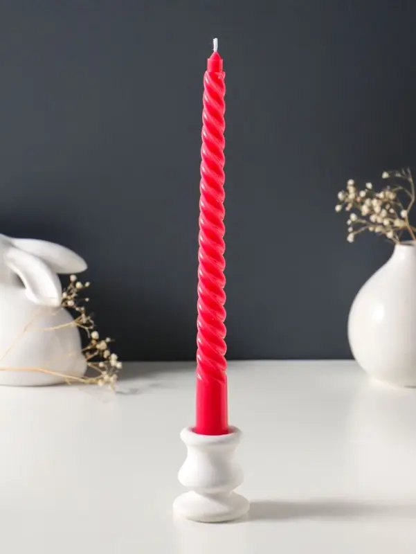 Свеча витая 25 см, 57 г, 5 ч, красный