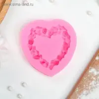 Молд для заливки «Сердце в розочках», силикон, 7×7 см, розовый