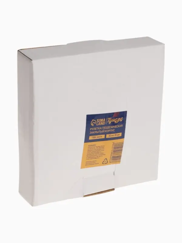 Рулетка геодезическая ТУНДРА, ПВХ лента, закрытый корпус, 30 м &times; 15 мм