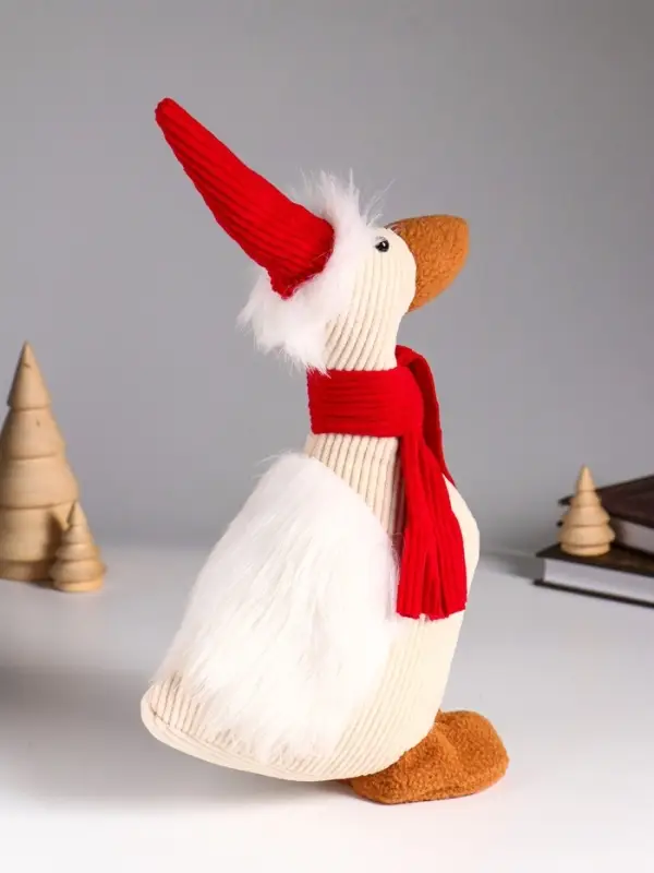Кукла интерьерная "Гусь в красном колпаке и шарфе" 19х9,5х32 см