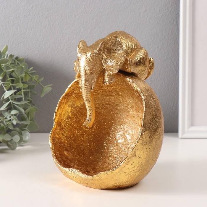 Сувенир полистоун подставка Сувенир полистоун подставка "Слон с большой каменной чашей" золото 13х15х18 см