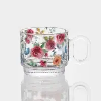 Чайный набор &laquo;Убранство&raquo;, 12 предметов: 6 чашек 200 мл, 6 блюдец, с рисунком, стекло, прозрачный