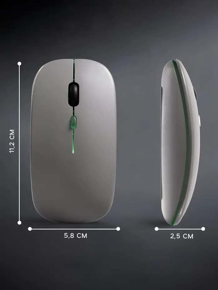 Мышь MB-2.4 беспроводная, оптическая, подсветка, 800-1600 dpi, USB, Bluetooth, серая
