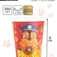 Стакан одноразовый бумажный с тиснением «С Днем Рождения!», 250 мл, Щенячий патруль