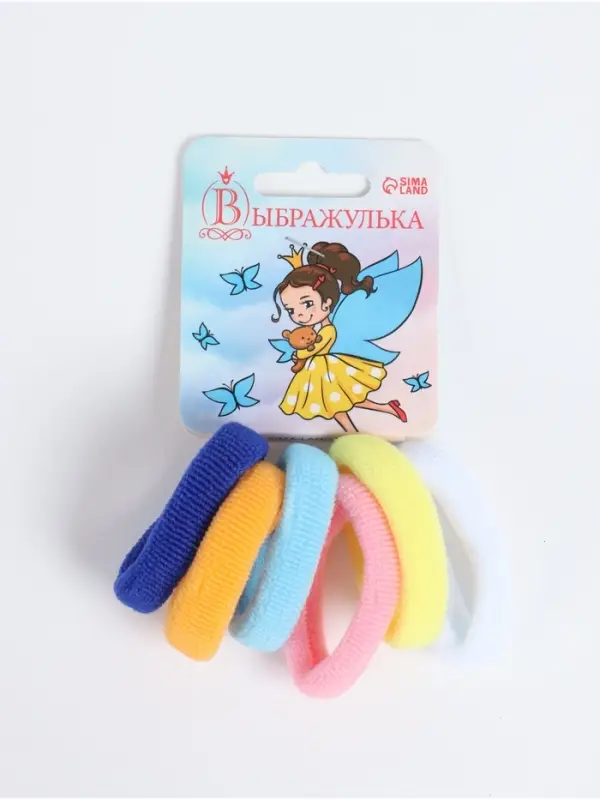 Резинки для волос Выбражулька &laquo;Махрушка&raquo;, набор 6 шт., полосы, 4.5 см