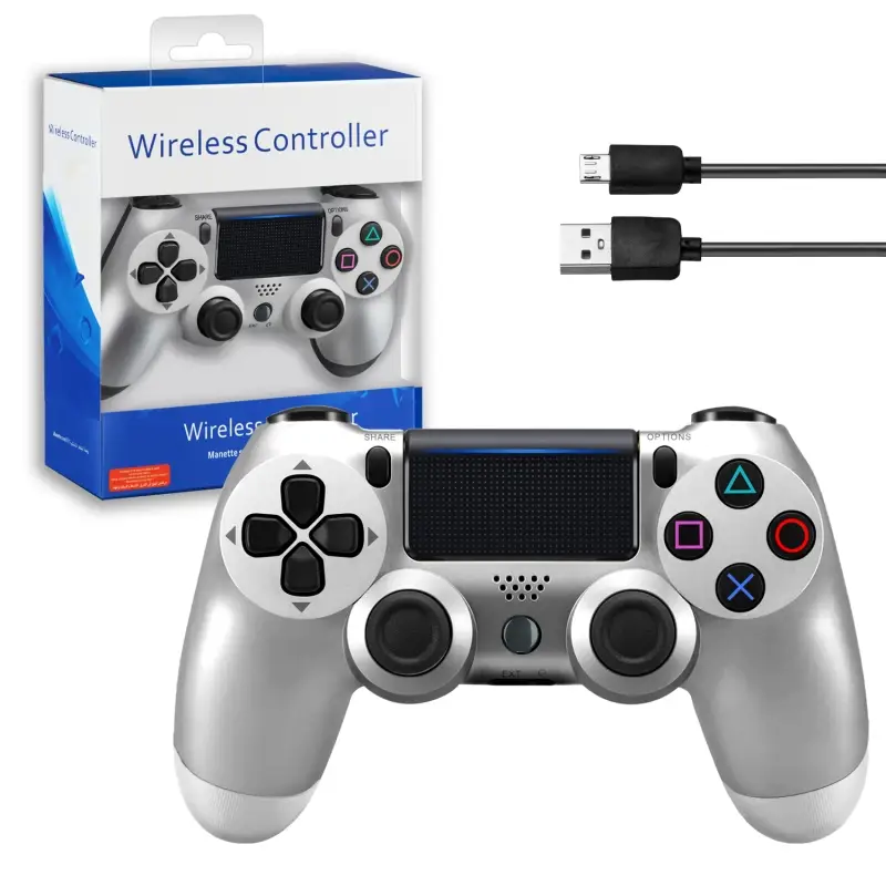 Джойстик PS4 DualShock беспроводной AA  серебро (no logo)
