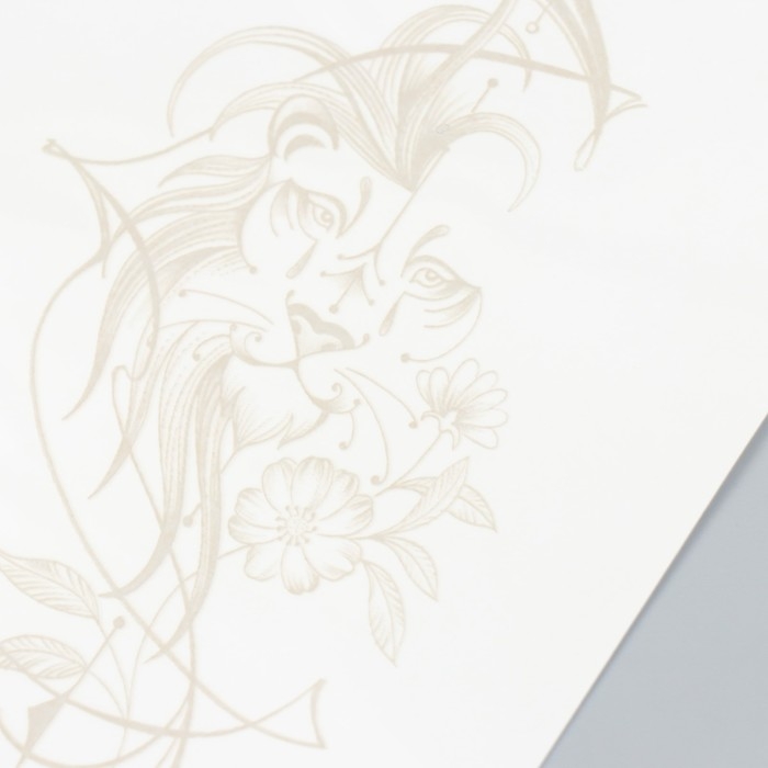 Татуировка на тело синяя Татуировка на тело синяя "Лев в линиях" 18х11 см