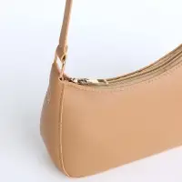 Сумка женская багет на молнии, 20&times;6.5&times;15 см, бежевая