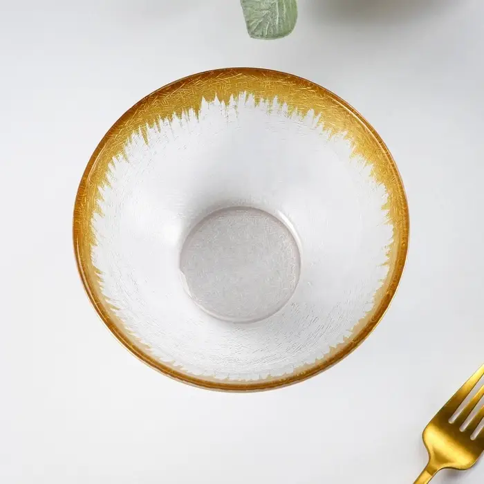 Салатник &laquo;Бурлеск&raquo;, 600 мл, d=15 см, стекло, прозрачный, золотистый