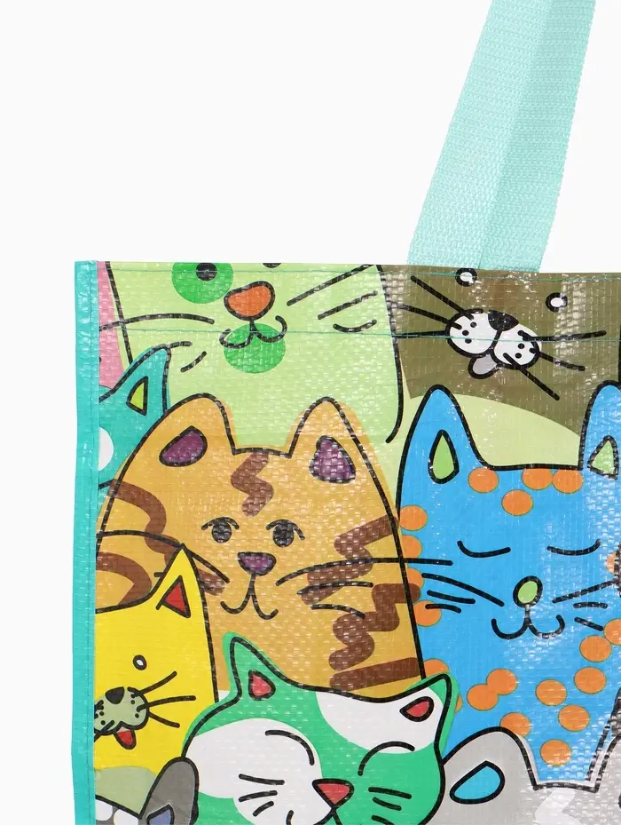 Сумка хоз Котики, 45*20*37, отдел без молнии, зеленый