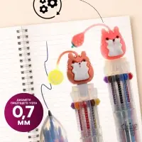 Ручка шариковая Calligrata &laquo;Зверушки&raquo;, автоматическая, 10-цветная, корпус с рисунком, МИКС