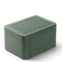 Шкатулка кожзам для украшений, 2 ящика "Волны" зелёная 22х18х13,5 см