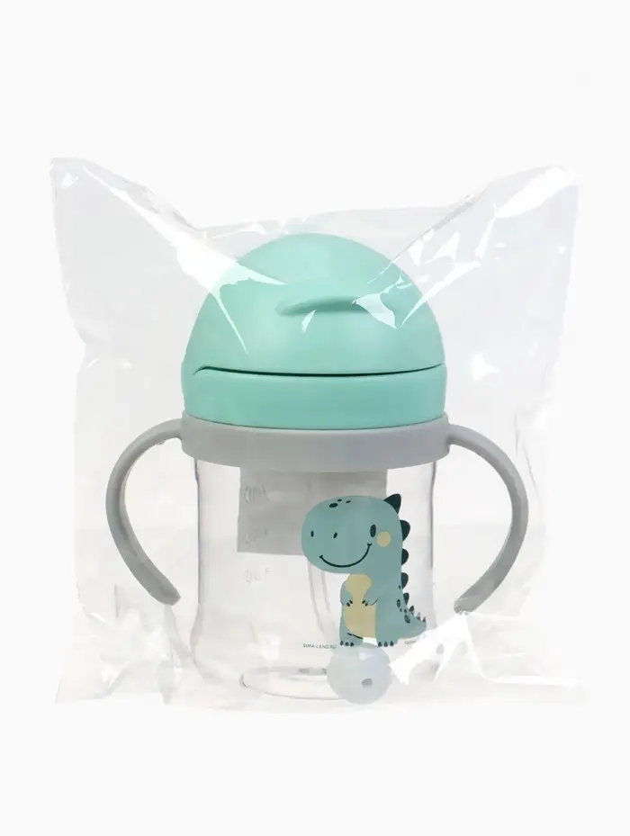 Поильник - непроливайка детский Крошка Я с силиконовой трубочкой и грузиком, от 9 мес., 250 мл., с ручками, бирюзовый