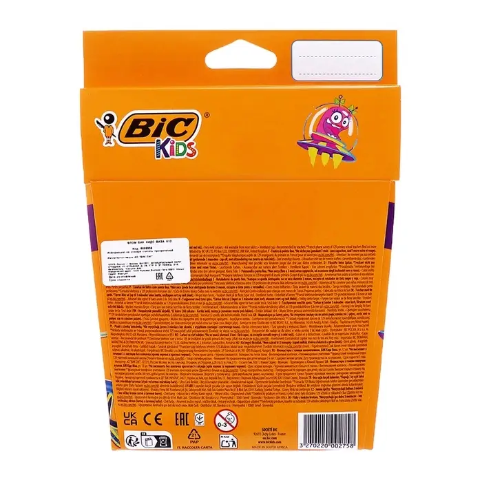 Фломастеры 12 цветов BIC Kids Visa, детские, смываемые, тонкое письмо Фломастеры 12 цветов BIC Kids Visa, детские, смываемые, тонкое письмо