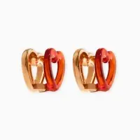 Серьги &laquo;Сердце двойное&raquo;, коричневые в золоте