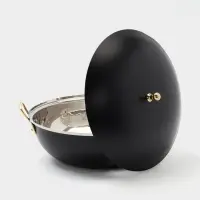 Блюдо глубокое с крышкой &laquo;Чёрный жемчуг&raquo;, 26.5&times;24.5&times;14 см, нержавеющая сталь, чёрное