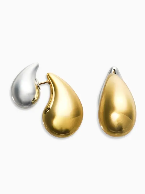 Серьги Серьги "Капли Бо" двойные, цвет серебристо-золотой