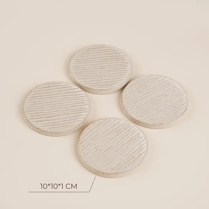 Набор подставок под горячее SL Home &laquo;Виенто&raquo;, под кружу, 4 шт., d=10 см, керамика, бежевый