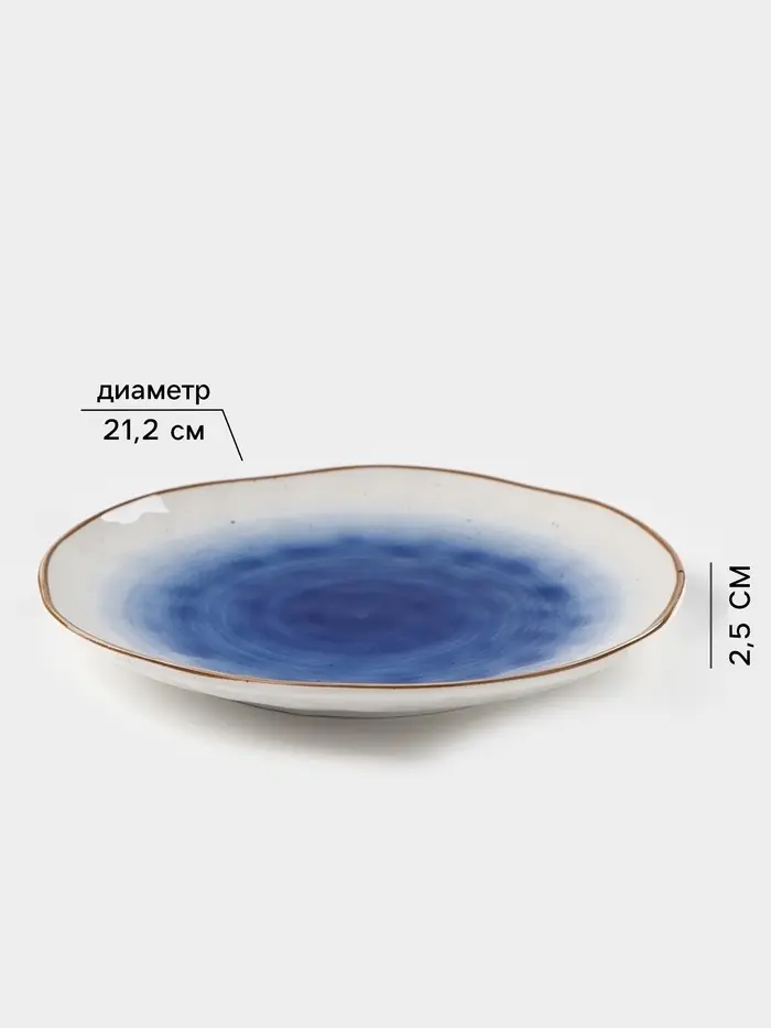 Тарелка Доляна &laquo;Космос&raquo;, d=21.2 см, фарфор, белая, синяя