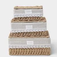 Корзины для хранения SL Home, плетёные, ручной работы, 3 шт.: от 18&times;12&times;8 см до 26&times;20&times;12 см