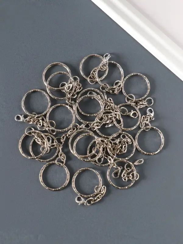 Кольцо для брелока на цепочке с карабином 6,5 см, d=2,3 см карабин 1,3 см, набор 20 шт