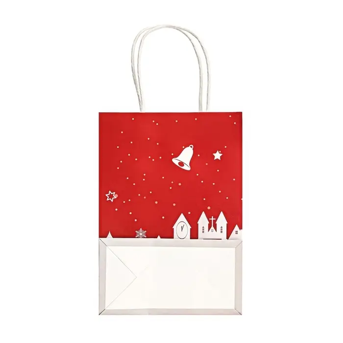 Пакет бумажный подарочный новогодний крафт Пакет бумажный подарочный новогодний крафт "Дед Мороз со Снеговиком" 120г/м 15 х 8 х 21 см.