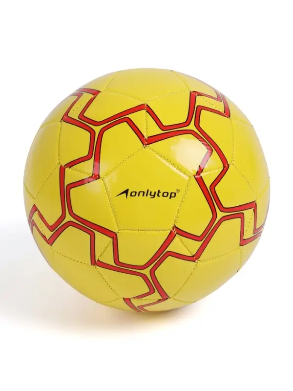 Футбольный мяч ONLYTOP, машинная сшивка, 32 панели, р. 5, PVC, резиновая камера, жёлтый