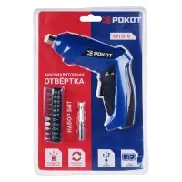 РОКОТ Отвертка аккум. 3,6 В, 1,3А*ч, Li-on,блистер, держатель магн. д/бит, набор бит 11шт