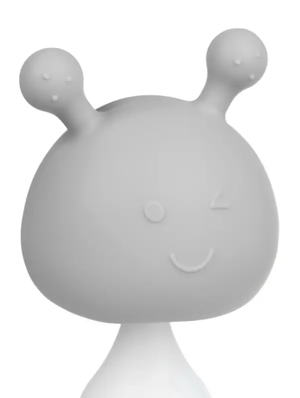 Прорезыватель силиконовый для зубов с погремушкой 3 в 1 M&B «Зайка», серый