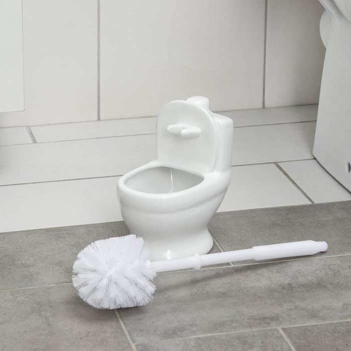 Ёрш для унитаза с подставкой «Классик», 10×14×32 см, цвет белый Ёрш для унитаза с подставкой «Классик», 10×14×32 см, цвет белый