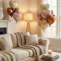 Воздушные шары фольгированные 17" "Сердце" цвет молочный сатин, набор 5 штук