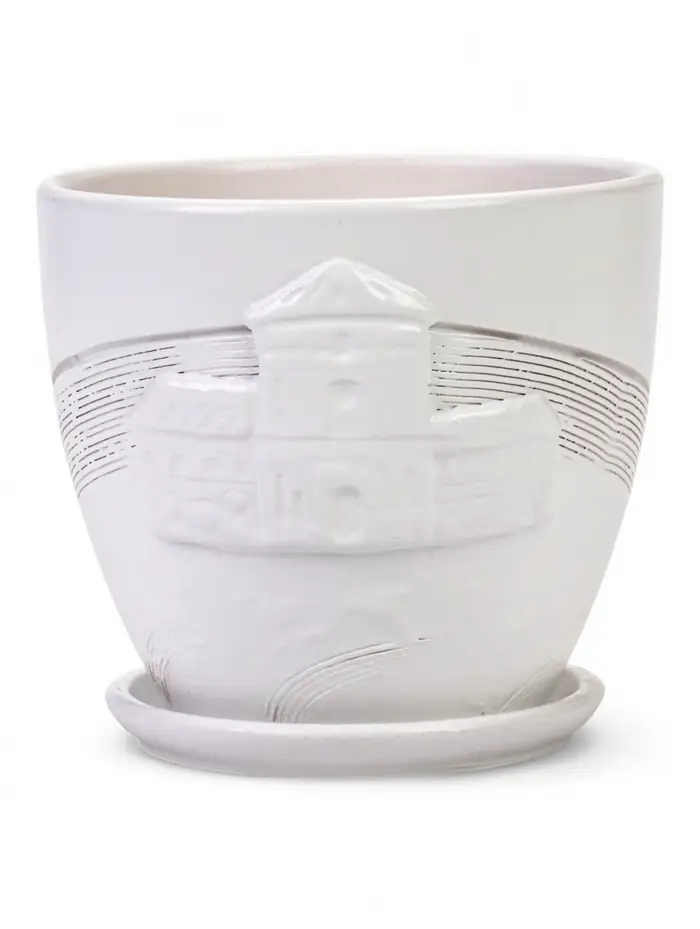 Горшок цветочный с поддоном 1,4 л, d15/h13 см белый керамика, "Голландия" (М)