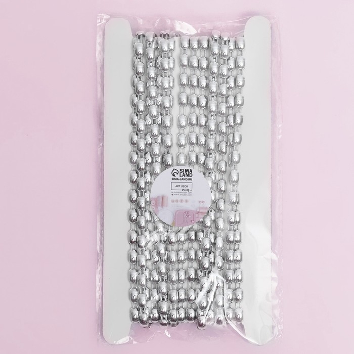 Тесьма металлизированная «Прямоугольник», 8 × 5 мм, 4,5 ± 0,5 м, цвет серебряный Тесьма металлизированная «Прямоугольник», 8 × 5 мм, 4,5 ± 0,5 м, цвет серебряный