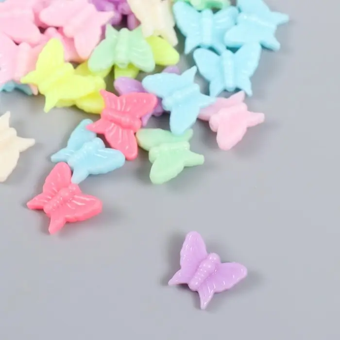 Бусины для творчества пластик "Бабочки. Пастельные тона" набор 41 шт 15 гр 1,3х1,5 см